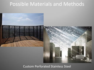 Possible Materials and Methods
Custom Perforated Stainless Steel
 