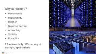 @kitmerker
Why containers?
• Performance
• Repeatability
• Isolation
• Quality of service
• Accounting
• Visibility
• Portability
A fundamentally different way of
managing applications
Images by Connie Zhou
 