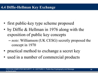 Public key cryptography and message authentication | PPTX