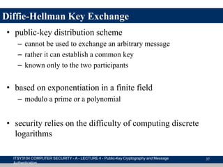 Public key cryptography and message authentication | PPTX