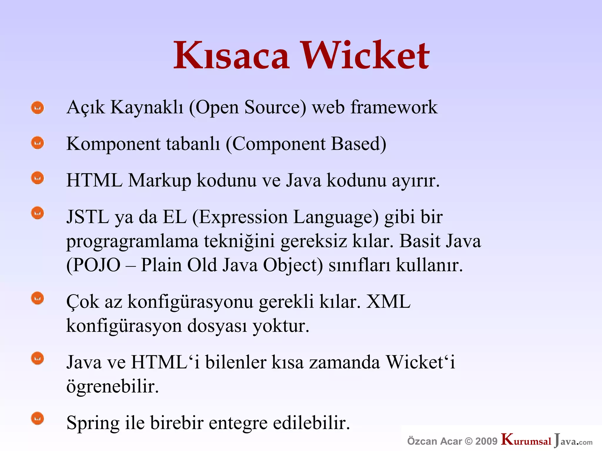 Özcan Acar  Ankara Cankaya Universitesi Wicket Webframework Sunumu