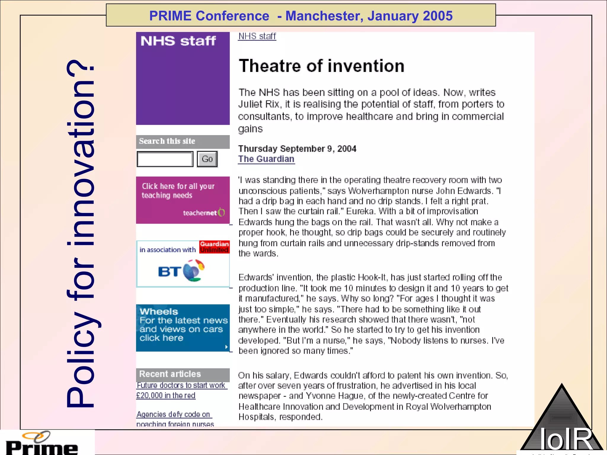 Policy for innovation? 