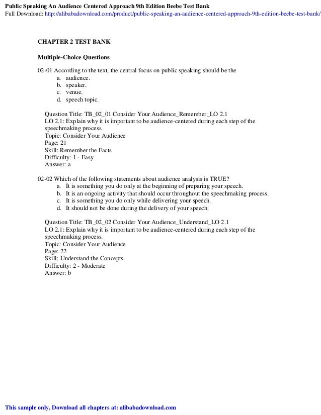 Public Speaking An Audience Centered Approach 9th Edition Beebe Test Public Speaking An Audience Centered Approach 9th Edition Beebe Test