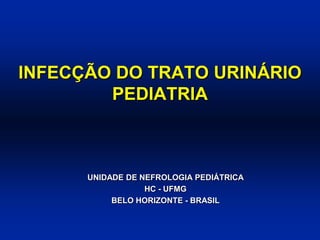 INFECÇÃO DO TRATO URINÁRIO
PEDIATRIA
UNIDADE DE NEFROLOGIA PEDIÁTRICA
HC - UFMG
BELO HORIZONTE - BRASIL
 