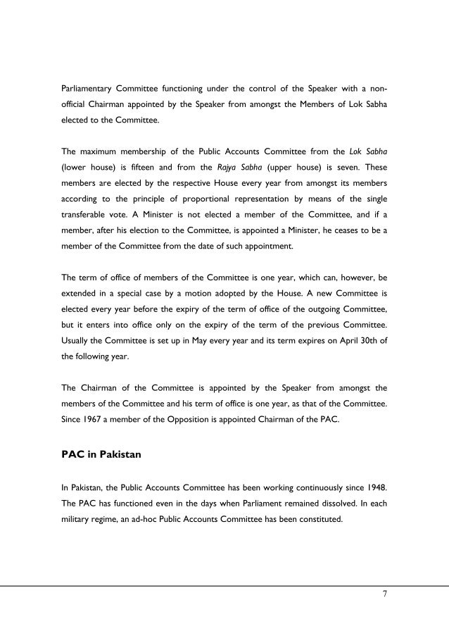 Public accounts committees historic and comparative perspectives