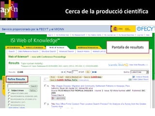 Cerca de la producció científicaPantalla de resultats