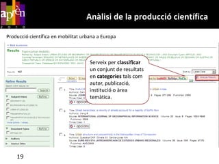 Anàlisi de la producció científicaWEB OF SCIENCEAnàlisi de la producció científica