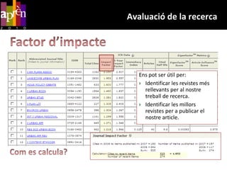 Identificar les millors revistes per a publicar el nostre article.Com es calcula?