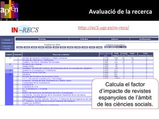 Avaluació de la recercahttp://dice.cindoc.csic.es/