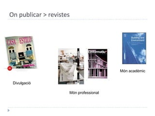 On publicar > revistesMón acadèmicDivulgacióMón professional