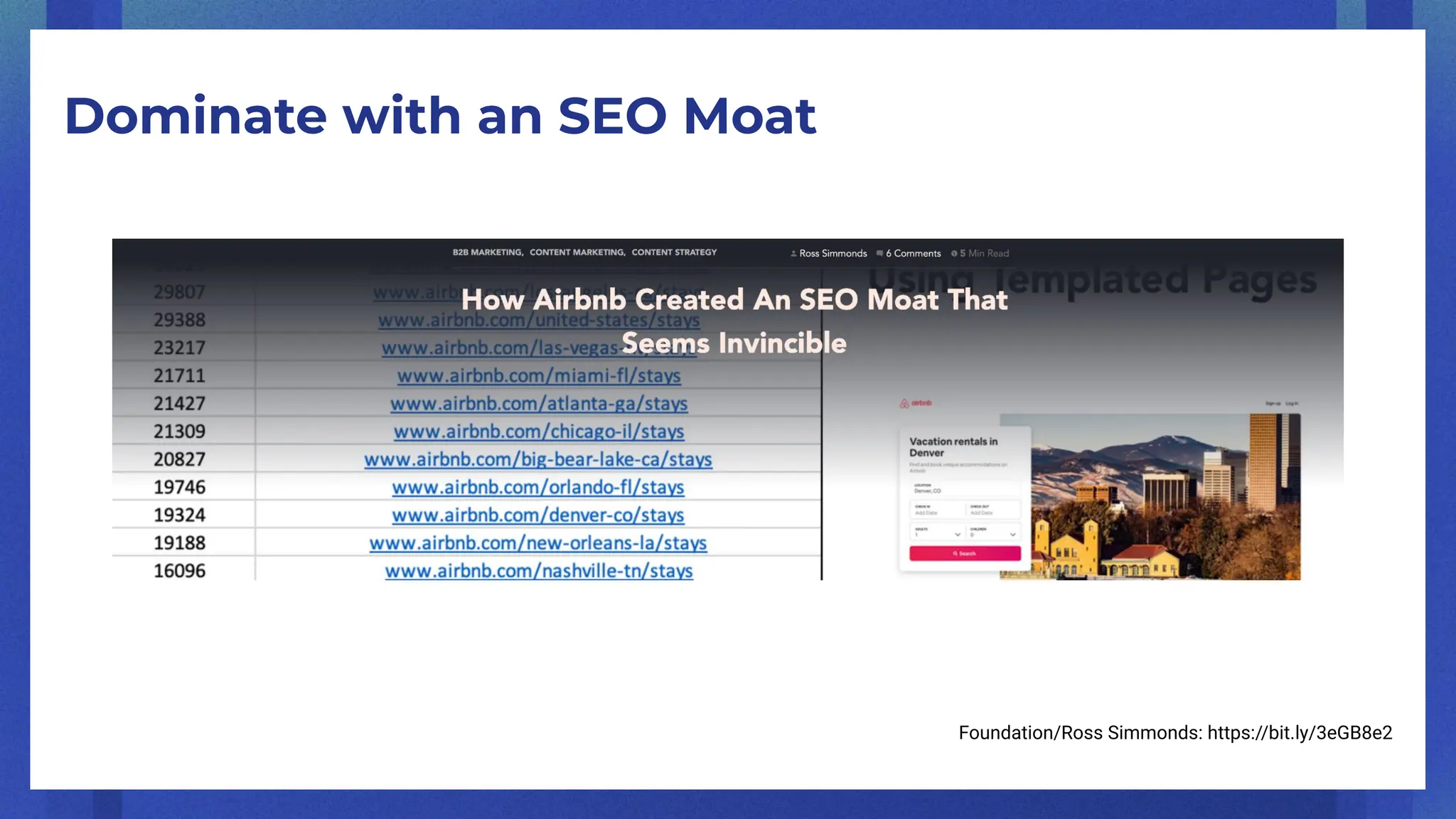 Dominate with an SEO Moat
Foundation/Ross Simmonds: https://bit.ly/3eGB8e2
 