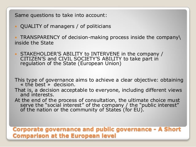 Public And Corporate Governance A Brief Comparison