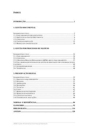 APDSI. Gestão Documental na Governança da Informação 
ÍNDICE 
INTRODUÇÃO ....................................................