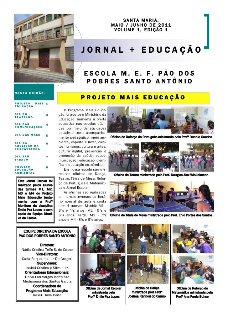 JORNAL ESCOLAR ESCOLA PÃO DOS POBRES