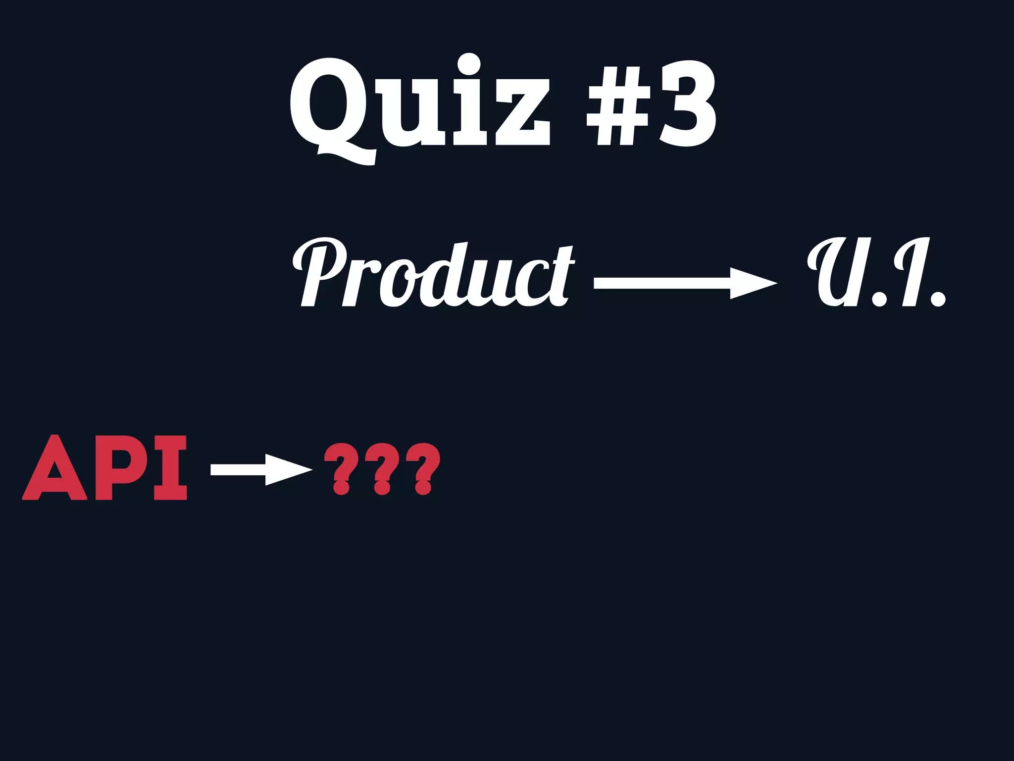 Quiz #3
???
Product
API
U.I.
 