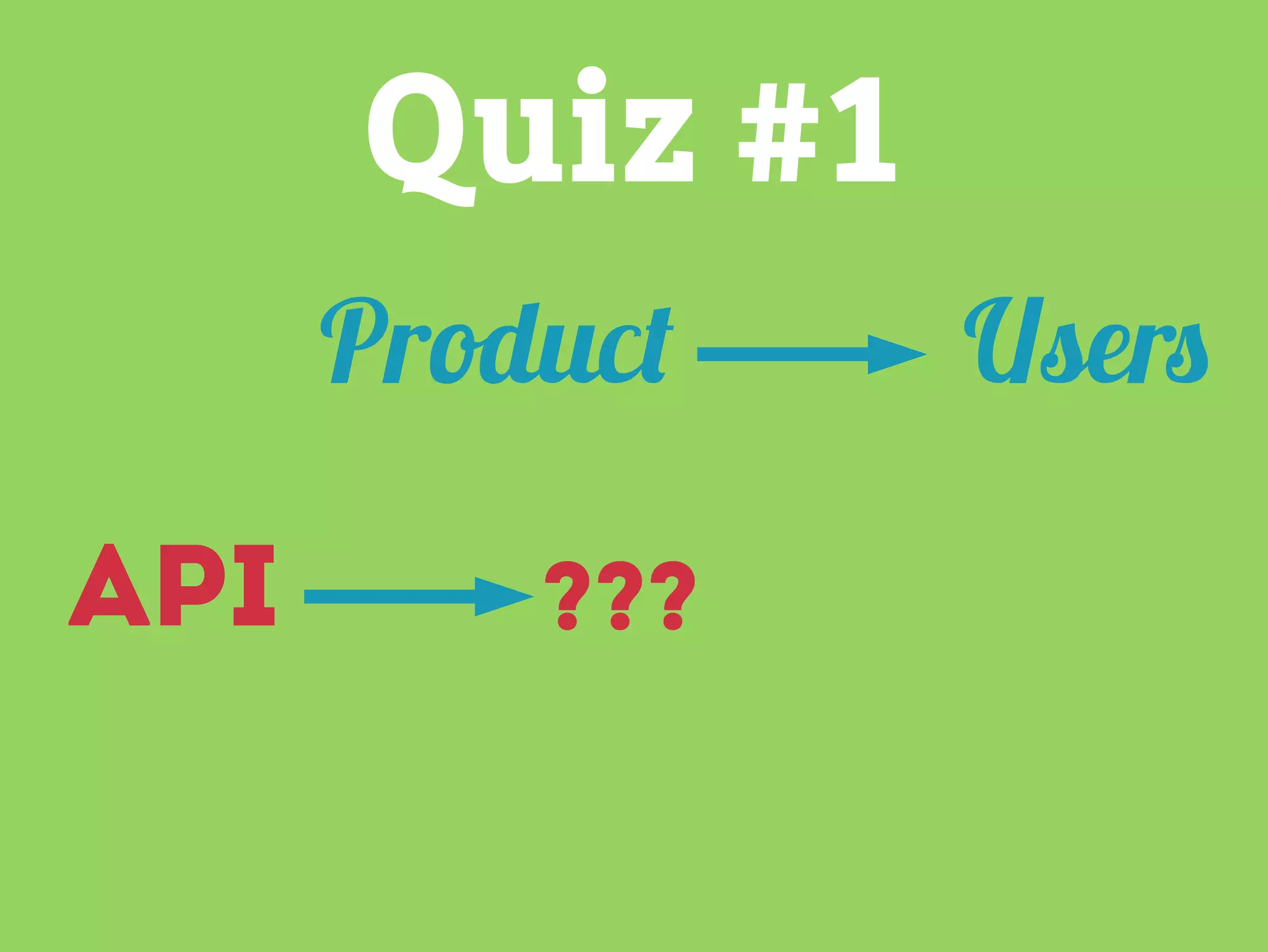 Quiz #1
???
Product
API
Users
 