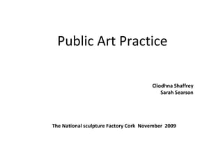 Public Art Practice  Cliodhna Shaffrey  Sarah Searson  The National sculpture Factory Cork  November  2009 