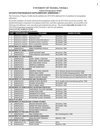 UNN -2015-2016-supplementary-i-admission (www.alluniversitynews.com) | PDF