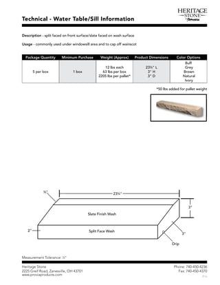 Ð¸±²»æ éìðóìëðóìîíê
Ú¿¨æ éìðóìëðóìíéð
Þïê
Ø»®·¬¿¹» Í¬±²»
îîîë Ù®»·º Î±¿¼ô Æ¿²»­ª·´´»ô ÑØ ìíéðï
©©©ò°®±ª·¿°®±¼«½¬­ò½±³
îíîíëë
èèþ
íí
èþ
Í´¿¬» Ú·²·­¸ É¿­¸
Í°´·¬ Ú¿½» É¿­¸
íþ
íþ
îþ
Ü®·°Ü®·°
Ì»½¸²·½¿´ ó É¿¬»® Ì¿¾´»ñÍ·´´ ×²º±®³¿¬·±²
Ü»­½®·°¬·±² ó ­°´·¬ º¿½»¼ ±² º®±²¬ ­«®º¿½»ñ­´¿¬» º¿½»¼ ±² ©¿­¸ ­«®º¿½»
Ë­¿¹» ó ½±³³±²´§ «­»¼ «²¼»® ©·²¼±©­·´´ ¿®»¿ ¿²¼ ¬± ½¿° ±ºº ©¿·²­½±¬
Ó»¿­«®»³»²¬ Ì±´»®¿²½»æ ïï
ìþ
Ð¿½µ¿¹» Ï«¿²¬·¬§ Ó·²·³«³ Ð«®½¸¿­» É»·¹¸¬ øß°°®±¨÷ Ð®±¼«½¬ Ü·³»²­·±²­ Ý±´±® Ñ°¬·±²­
ë °»® ¾±¨ ï ¾±¨
ïî ´¾­ »¿½¸
êí ´¾­ °»® ¾±¨
îîðë ´¾­ °»® °¿´´»¬ö
îíëë
èþ Ô
íþ Ø
íþ Ü
Þ«ºº
Ù®»§
Þ®±©²
Ò¿¬«®¿´
×ª±®§
öëð ´¾­ ¿¼¼»¼ º±® °¿´´»¬ ©»·¹¸¬
 