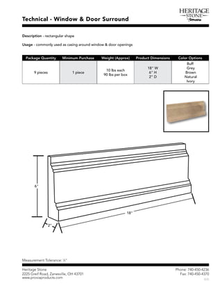 Ð¸±²»æ éìðóìëðóìîíê
Ú¿¨æ éìðóìëðóìíéð
Þîð
Ø»®·¬¿¹» Í¬±²»
îîîë Ù®»·º Î±¿¼ô Æ¿²»­ª·´´»ô ÑØ ìíéðï
©©©ò°®±ª·¿°®±¼«½¬­ò½±³
Ì»½¸²·½¿´ ó É·²¼±© ú Ü±±® Í«®®±«²¼
Ü»­½®·°¬·±² ó ®»½¬¿²¹«´¿® ­¸¿°»
Ë­¿¹» ó ½±³³±²´§ «­»¼ ¿­ ½¿­·²¹ ¿®±«²¼ ©·²¼±© ú ¼±±® ±°»²·²¹­
Ó»¿­«®»³»²¬ Ì±´»®¿²½»æ ïï
ìþ
Ð¿½µ¿¹» Ï«¿²¬·¬§ Ó·²·³«³ Ð«®½¸¿­» É»·¹¸¬ øß°°®±¨÷ Ð®±¼«½¬ Ü·³»²­·±²­ Ý±´±® Ñ°¬·±²­
ç °·»½»­ ï °·»½»
ïð ´¾­ »¿½¸
çð ´¾­ °»® ¾±¨
ïèþ É
êþ Ø
îþ Ü
Þ«ºº
Ù®»§
Þ®±©²
Ò¿¬«®¿´
×ª±®§
ïèþ
êþ
îþ
 