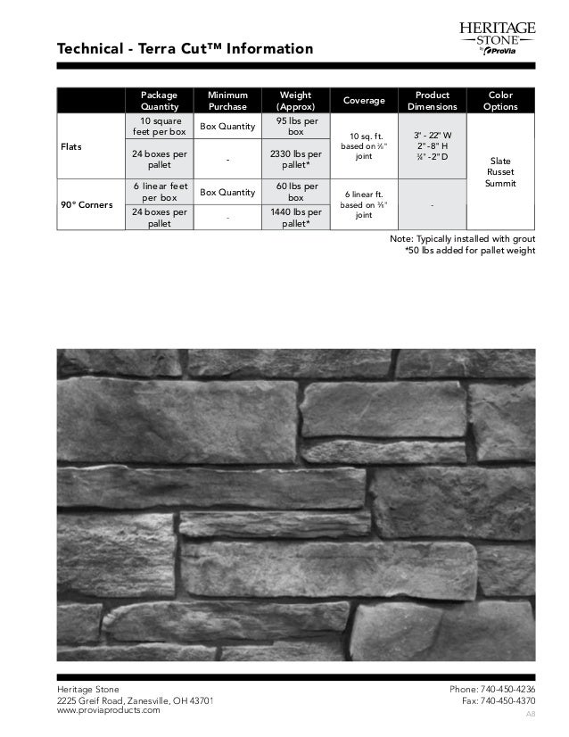 Heritage Stone Technical Data
