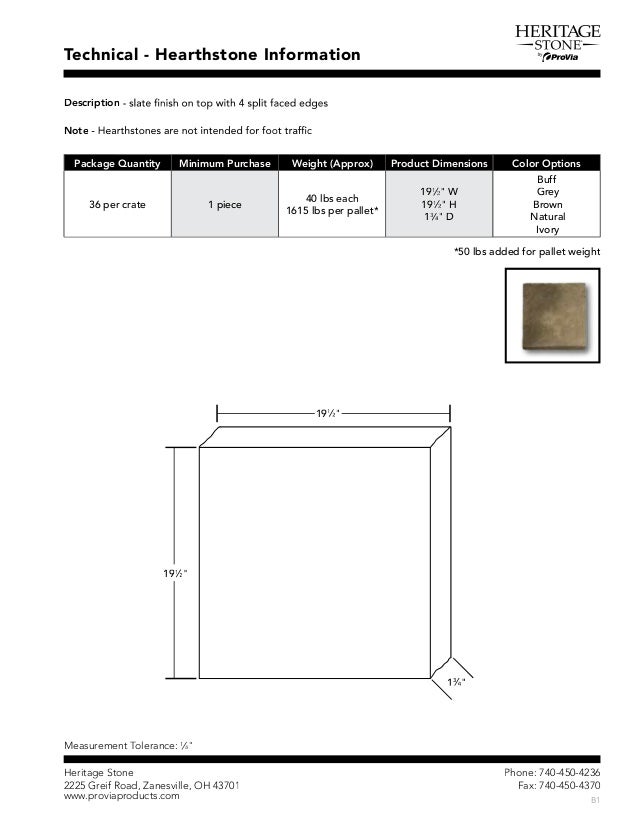 Heritage Stone Technical Data