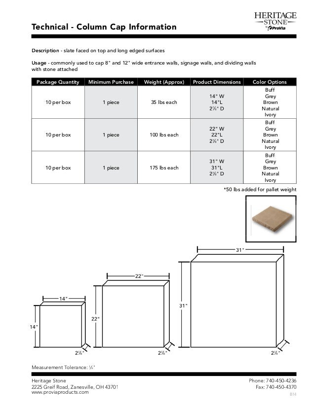Heritage Stone Technical Data