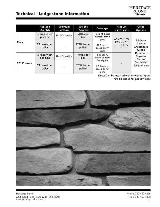 Heritage Stone Technical Data
