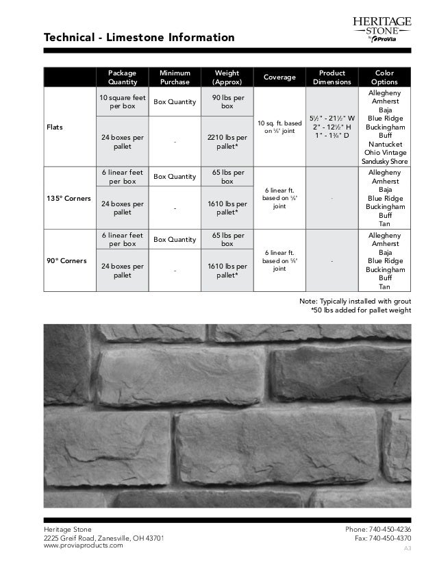 Heritage Stone Technical Data Heritage Stone Technical Data