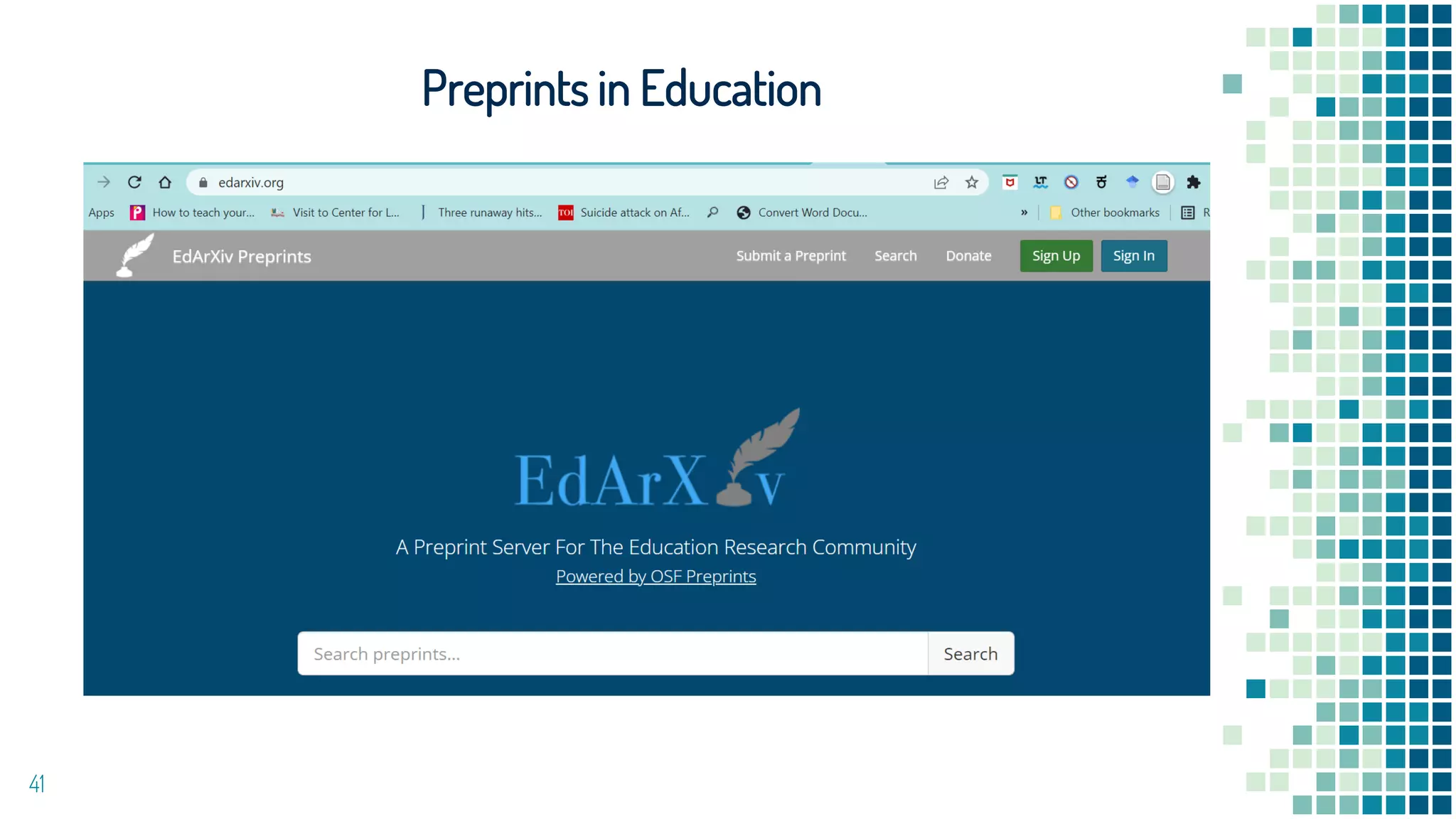41
Preprints in Education
 