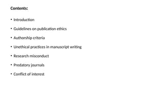 Publication Ethics: Ensuring Integrity in Scientific Research | PPTX
