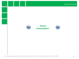 Le Cercle Les Echos
25Les réseaux sociaux professionnels : publications et formations de janvier à juillet 2013
Autres
Pré...