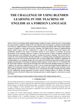 THE CHALLENGE OF USING BLENDED LEARNING IN THE TEACHING OF ENGLISH AS A ...