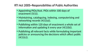 Important Information Published Comprehensive Overview of the Right to Information Act 2005 and Public ...