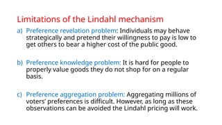 Lindahl Model The Theory of Public Choice and Application | PPTX
