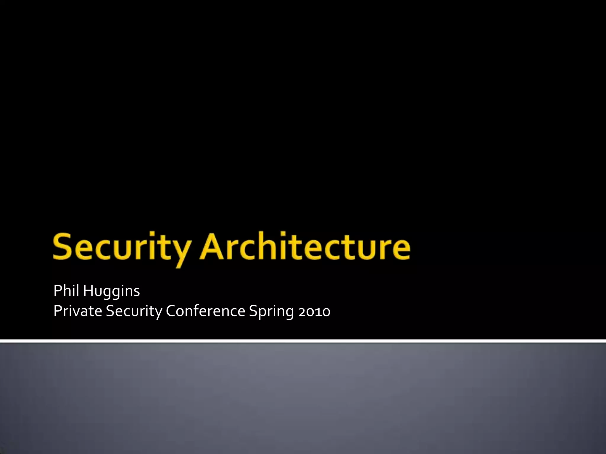 Phil Huggins
Private Security Conference Spring 2010
 