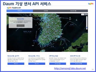 50
Daum 기상 센서 API 서비스
http://sensorql.labs.daum.net
 