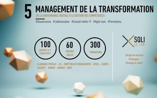 RTE – LA BANQUE POSTALE – - GROUPAMA – BPCE
NESPRESSO - CDISCOUNT - RFF
DES “DIGITAL FACTORIES” AUX MANAGEMENT DE PATRIMOINE APPLICATIF
INDUSTRIALISATION
6 #Stratégie Externalisation #Ecommerce factory #Mobile factory #Applications management
1ER
ACTEUR DIGITAL COLLABORATEURS
OFFSHORE
600 JOURS
120 000
SERVICE CENTER
READINESS
Êtes-vous prêt pour les
centres de services ?
Réalisez votre analyse
de maturité avec notre
méthodologie dédiée
CAPACITÉ
 