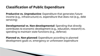 Non Development Public Expenditure-general Consideration And Effect Of Public ...