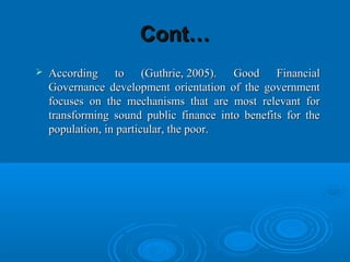 Public Financial Management Reform presentation | PPT