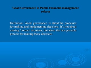 Public Financial Management Reform presentation | PPT