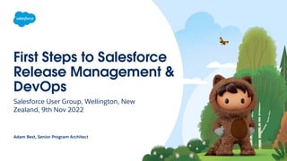 First Steps to Salesforce
Release Management &
DevOps
Salesforce User Group, Wellington, New
Zealand, 9th Nov 2022
Adam Best, Senior Program Architect
 