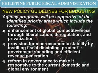 PHILIPPINE PUBLIC FISCAL ADMINISTRATION<br />LINE ITEM versus PERFORMANCE BUDGETING<br />(2) Performance Budgeting<br /><u...