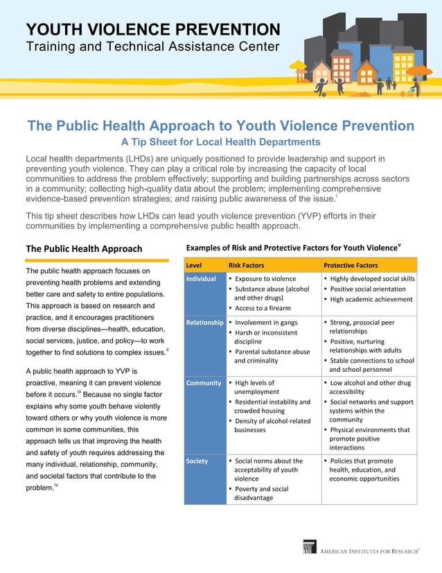 Public Health Approach to Youth Violence Prevention | PDF