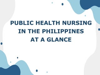 PUBLIC HEALTH NURSING
IN THE PHILIPPINES
AT A GLANCE
 