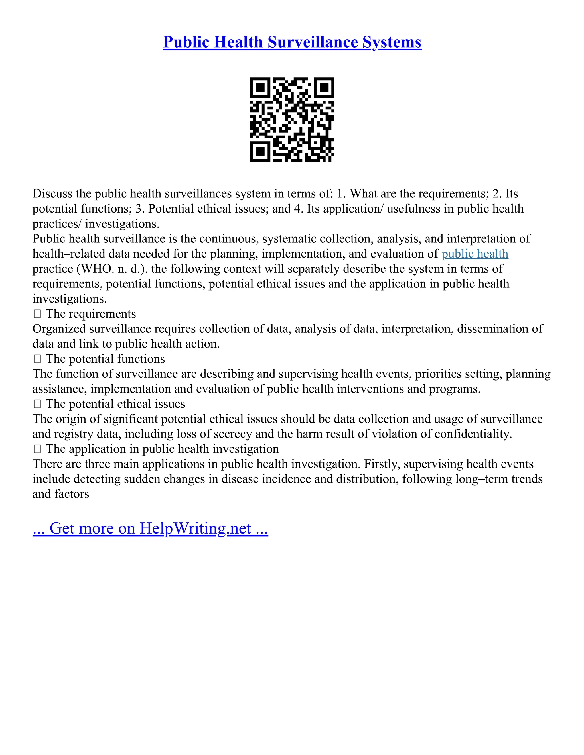 Public Health Surveillance Systems | PDF