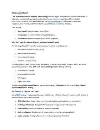 Public Health Surveys, Simplified - CAPI Tools for Kuwait's Health ...