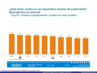 Fuente: Nielsen, Estudio Global: Confianza en la publicidad, 2007 