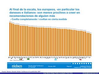 Fuente: Nielsen, Estudio Global: Confianza en la publicidad, 2007 
