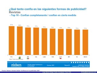 Fuente: Nielsen, Estudio Global: Confianza en la publicidad, 2007 